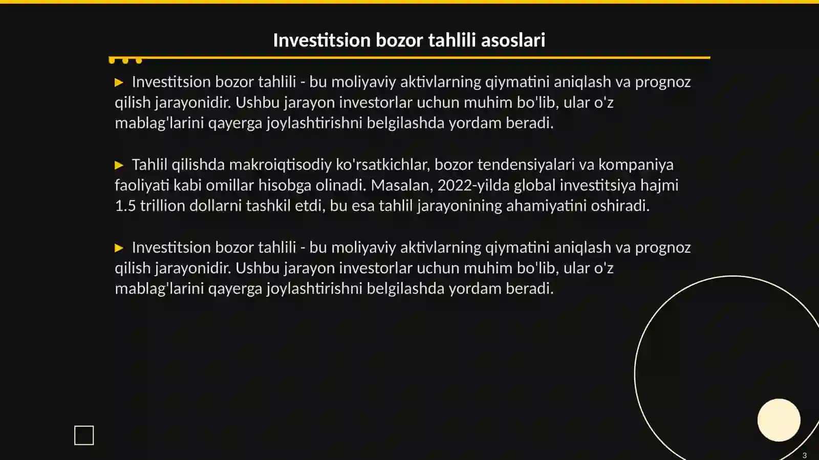 Invistitsion bozorni tahlil qilish va bashorat qilishning zamonaviy usullarini òzlashtirish 3