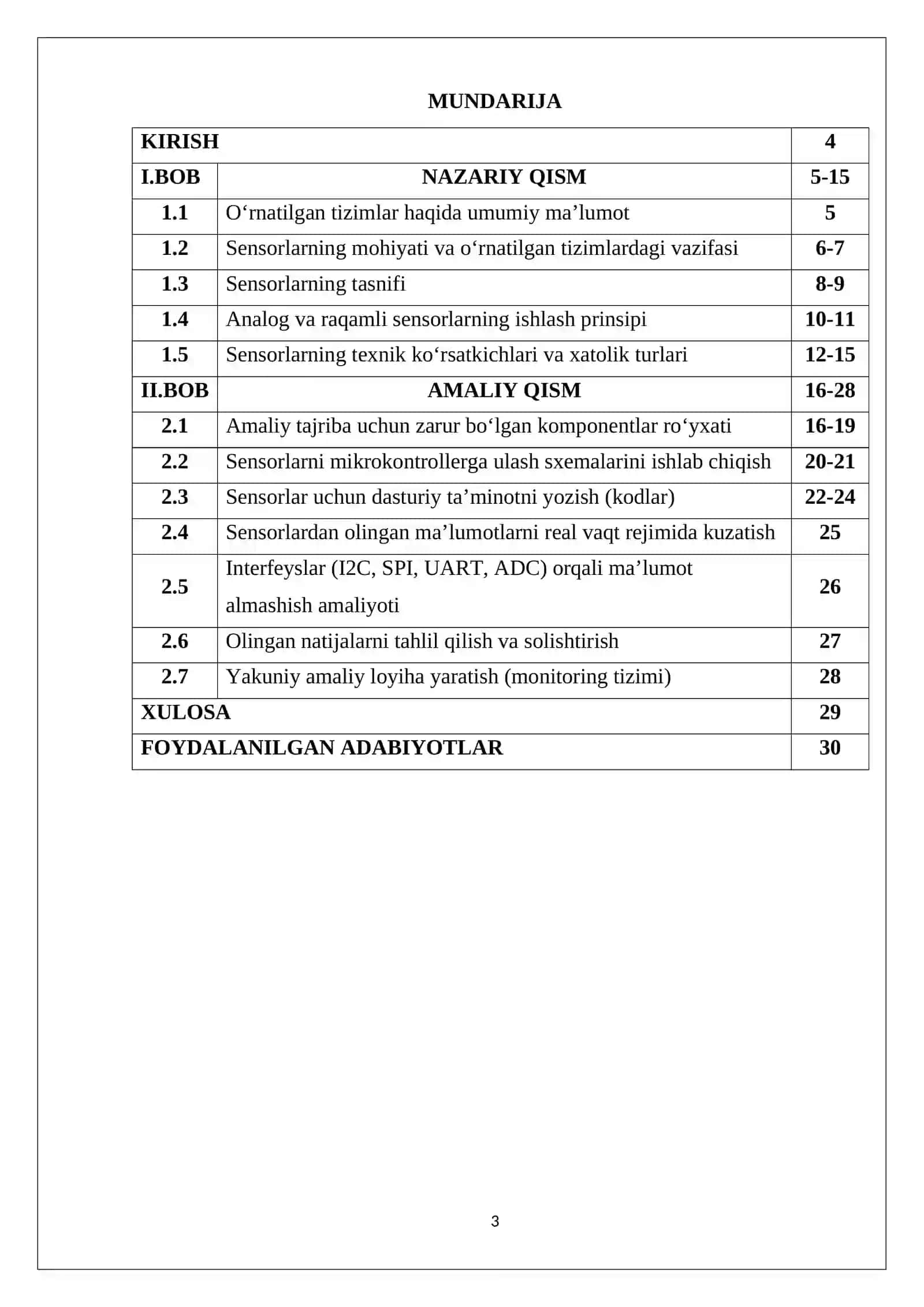 O‘RNATILGAN TIZIMLARDA SENSORLAR VA ULARNING INTERFEYSLARI 3