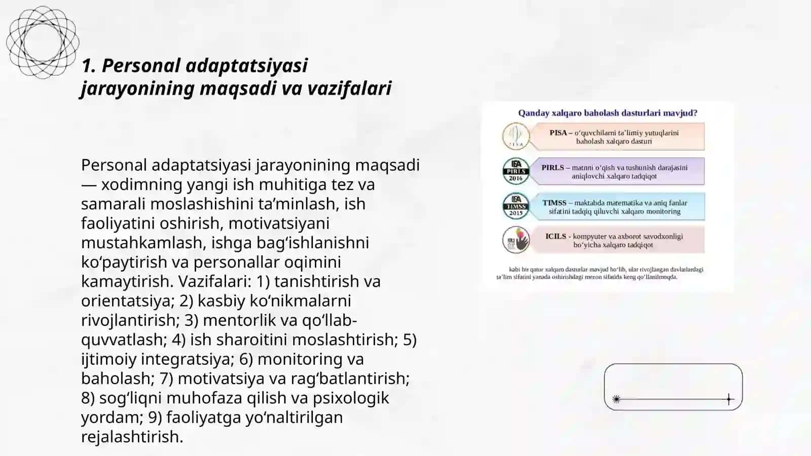 Persanal adaptatsiyasi jarayonini tashkil etish 3