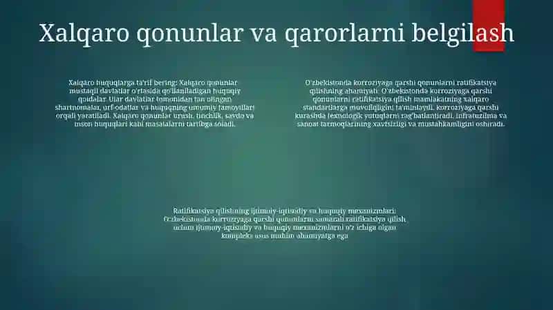 Korroziyaga Qarshi Kurash Boʻyicha Xalqaro Qonunlar Va Qarorlarning OʻZbekistonda Ratifikatsiya Qilishning Ahamiyati 3