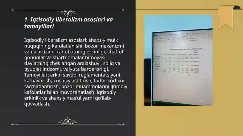 Iqtisodiy liberarizm iqtisodiy rivojlanishda davlatning roli Malikov Feruz 3