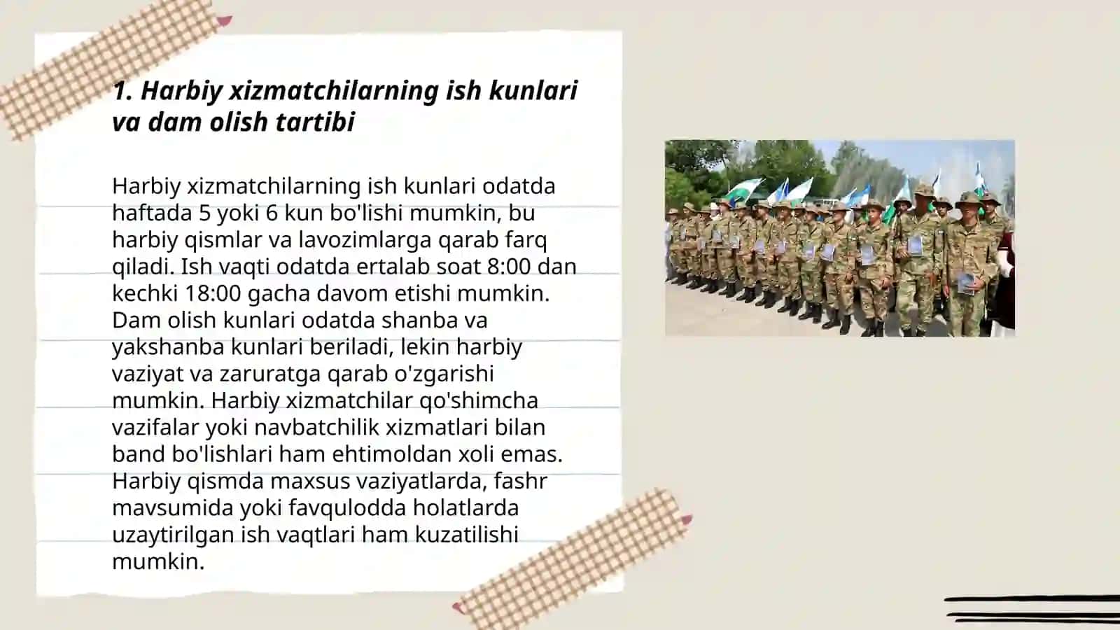 Harbiy xizmatchilarning mehnat sharoitlari 3