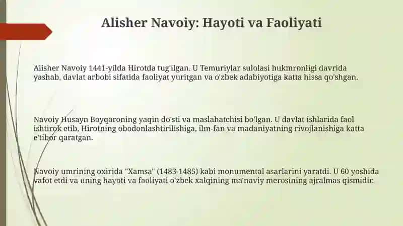 Alisher Navoiy: Hayoti va Faoliyati 3