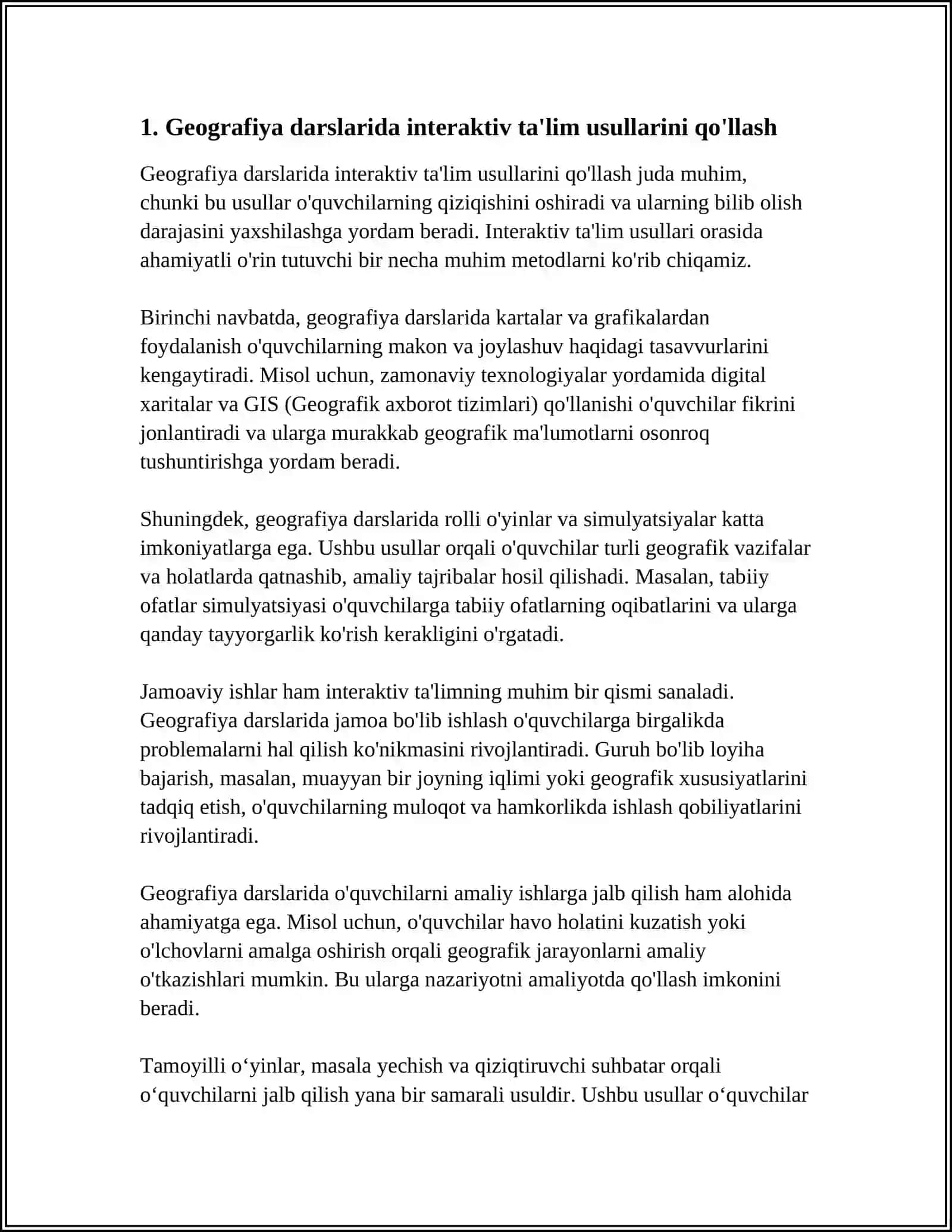 GEOGRAFIYA MAVZULARIGA OID DARSLARDA ZAMONAVIY PEDAGOGIK TEXNOLOGIYALARDAN FOYDALANISHGA QARATILGAN 15 TA MAQOLA 3