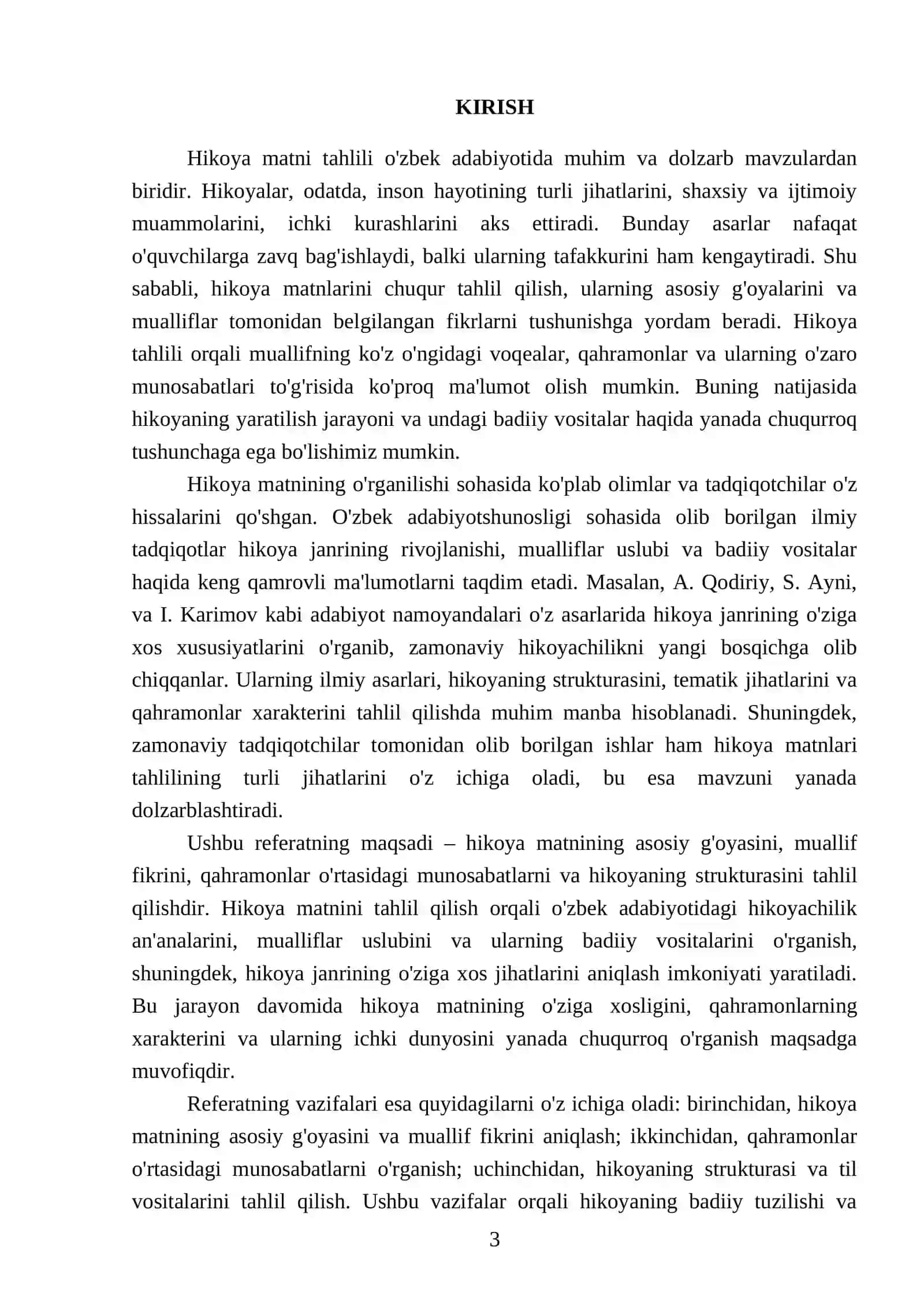 Hikoya matni tahlili 3