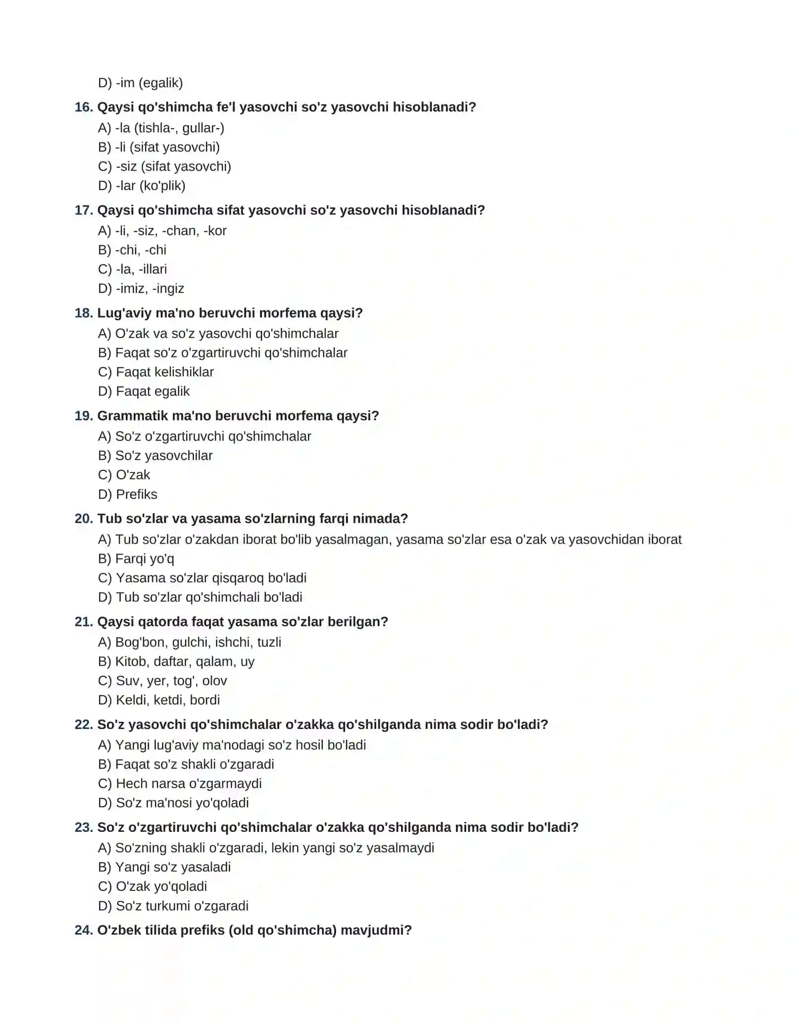 Asos_va_qo'shimcha_100_ta_test javobi bilan((O'ZAK HAMDA MORFEMALAR)) 3