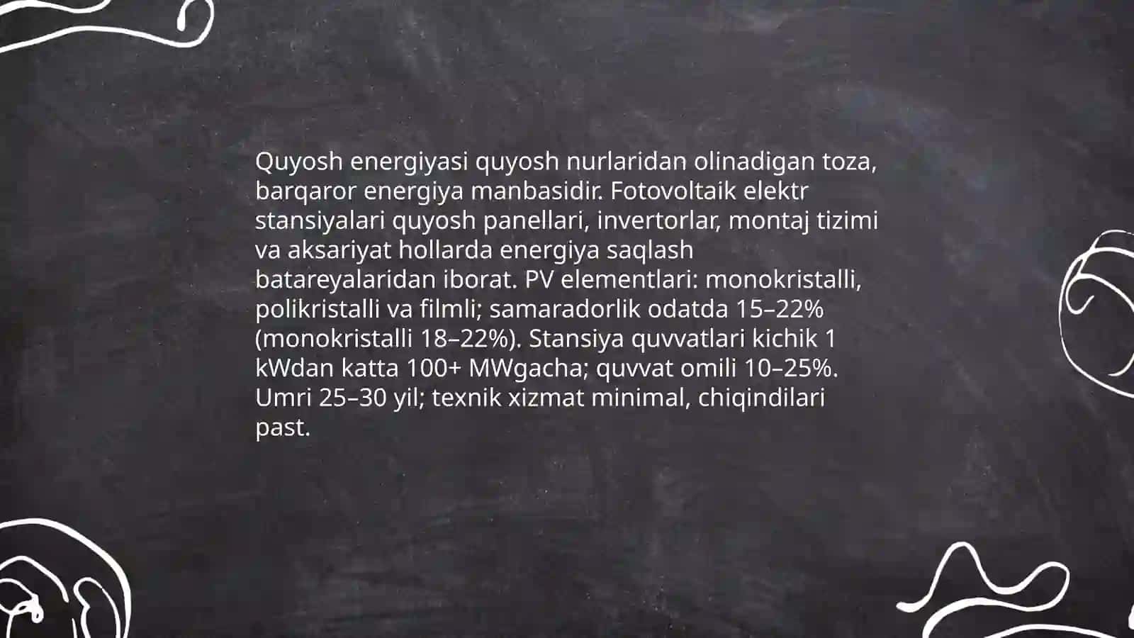 Quyosh energiyasi va fotovoltaik elektr stansiyalari 3