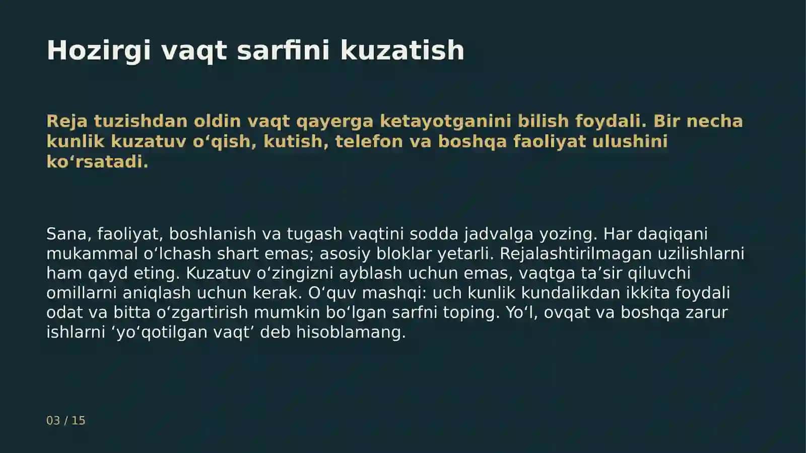 Vaqtni boshqarish va samarali o‘qish 3