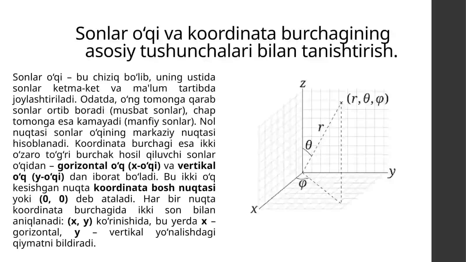 Sonlar o‘qi va koordinata burchagining asosiy tushunchalari 3