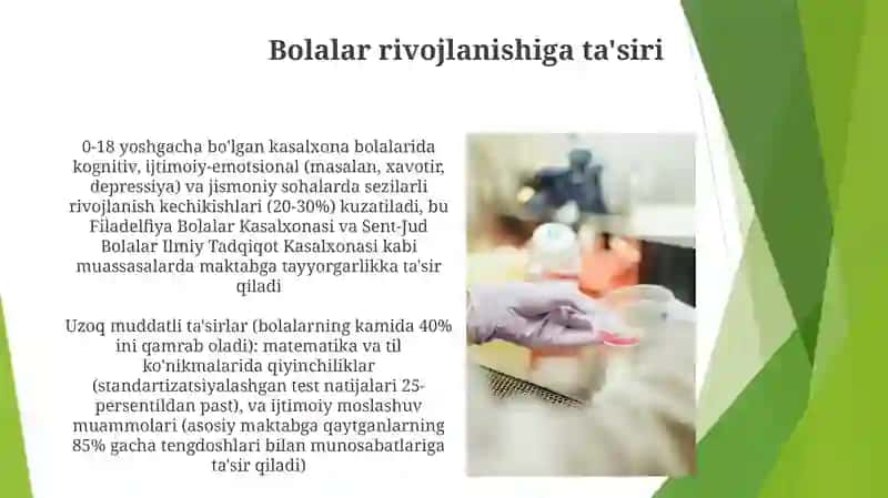 Tibbiyot muassasalarida davolanayotgan bollar talim muhiti 3