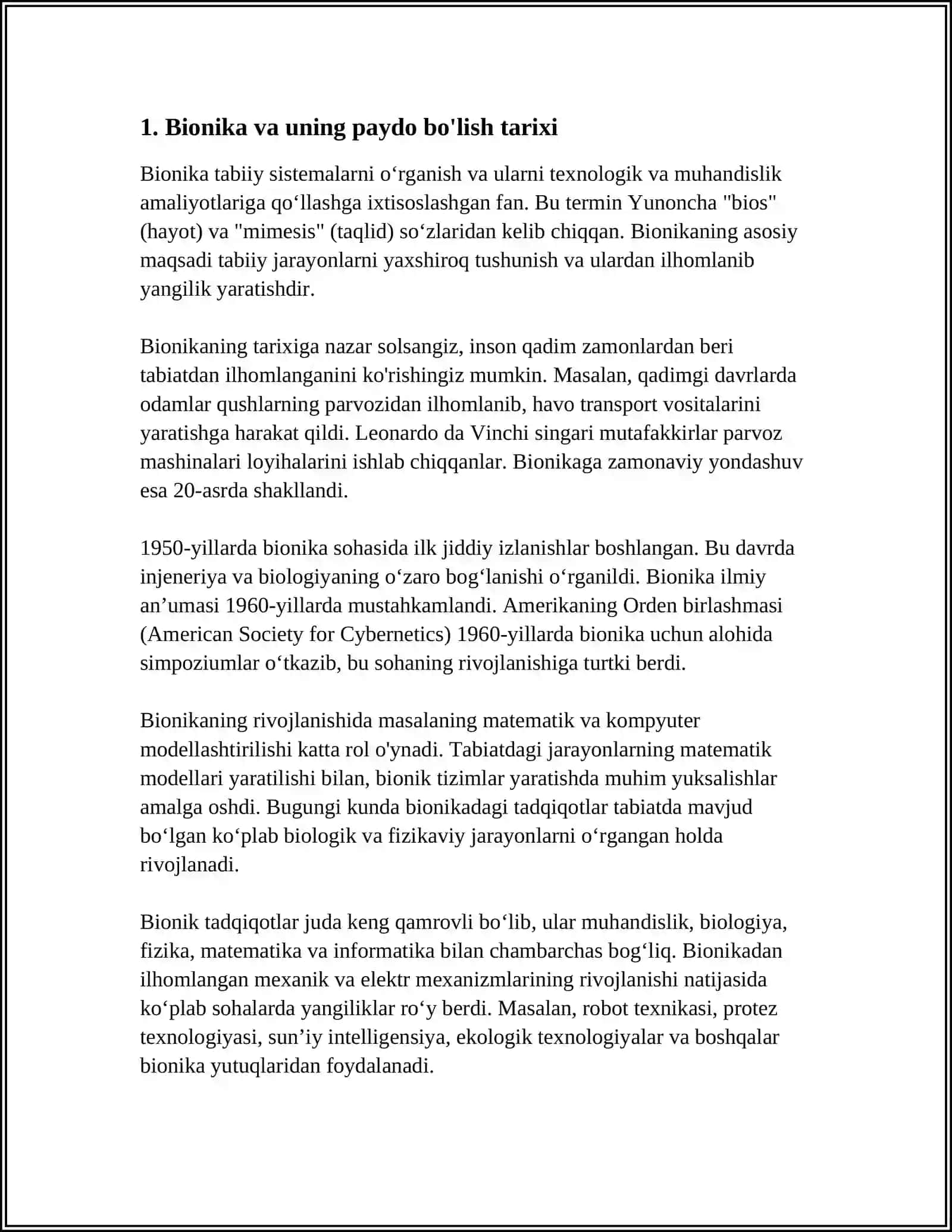 BIONIKA ASOSLARI VA UNING INSON HAYOTIDAGI O'RNI 3