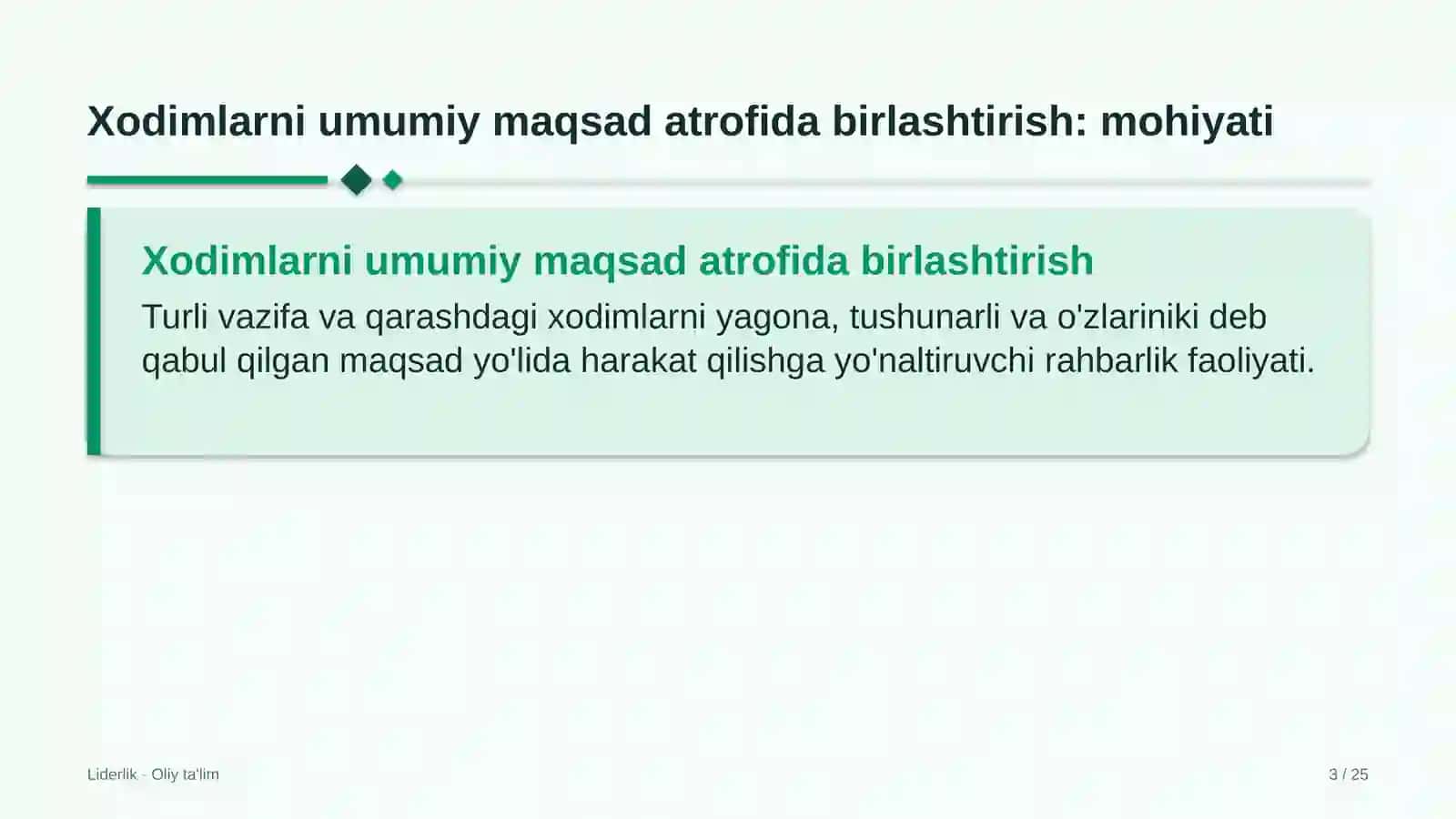 Avtomobillarga gaz to'ldirish shoxobchalarida xodimlarni umumiy maqsad atrofida birlashtirish 3