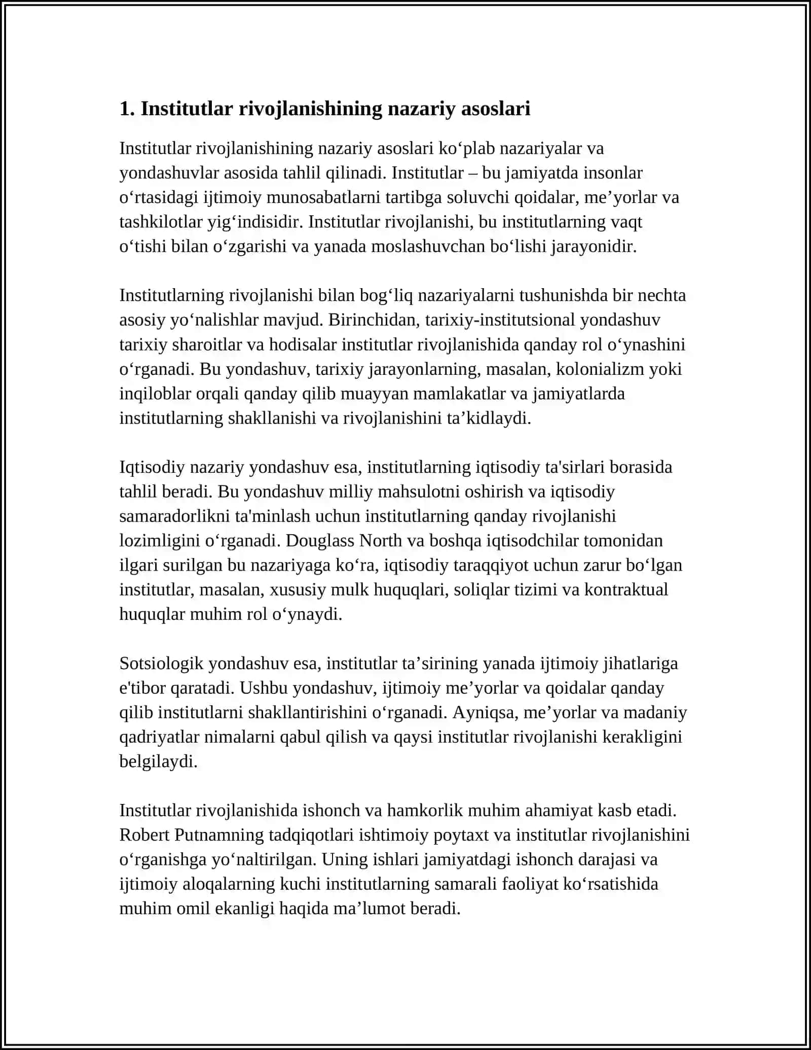 INSTITUTLAR RIVOJLANISHINING O’ZIGA XOS XUSUSIYATLARI 3