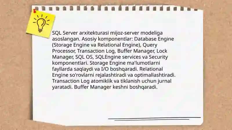 SQL SERVER va uning tuzilmasi 3