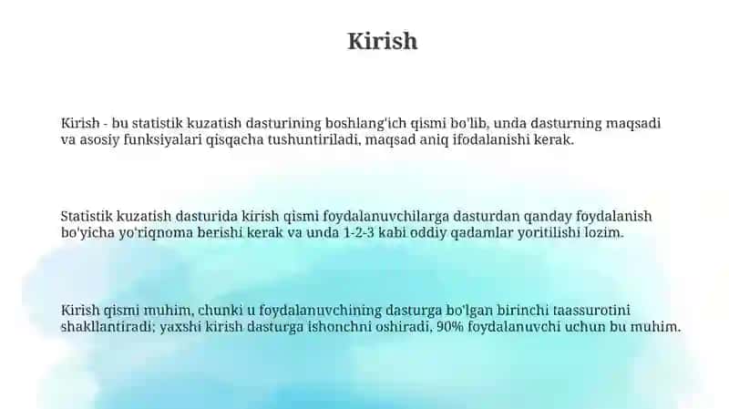 Statistik kuzatishni tashkil etish dasturni ishlab chiqish 3