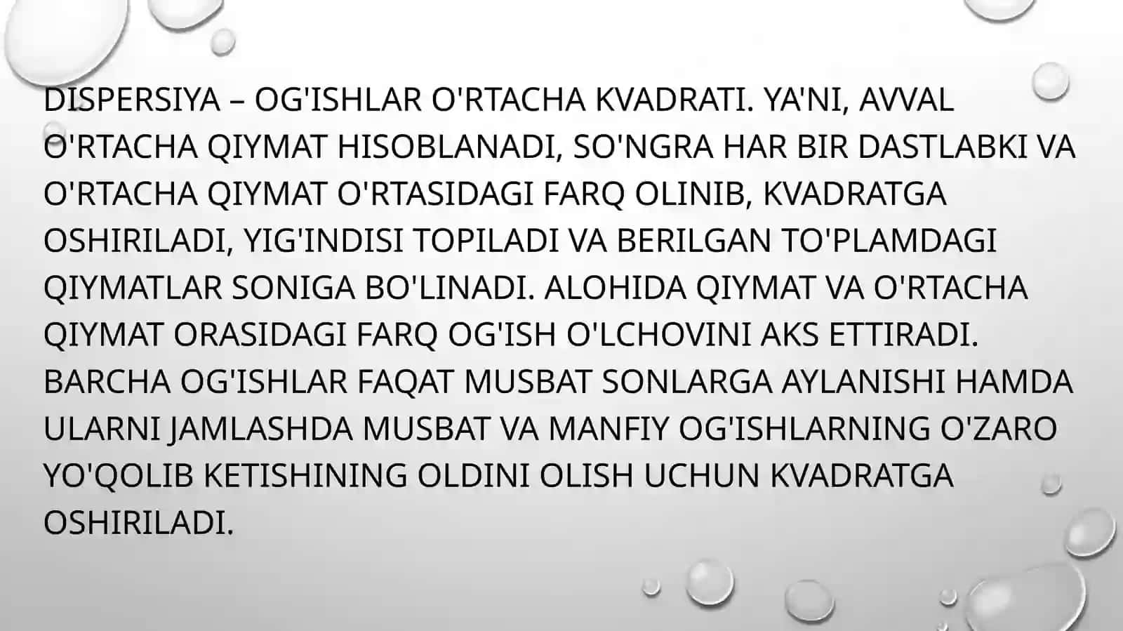 Biologiya - Tanlanma standart ogishi va dispersiyasi 3