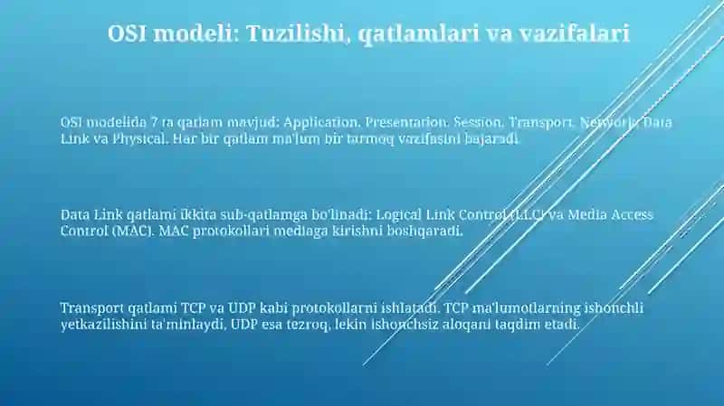 OSI va TCP/IP modellari: tuzilishi, vazifalari va farqlari 3