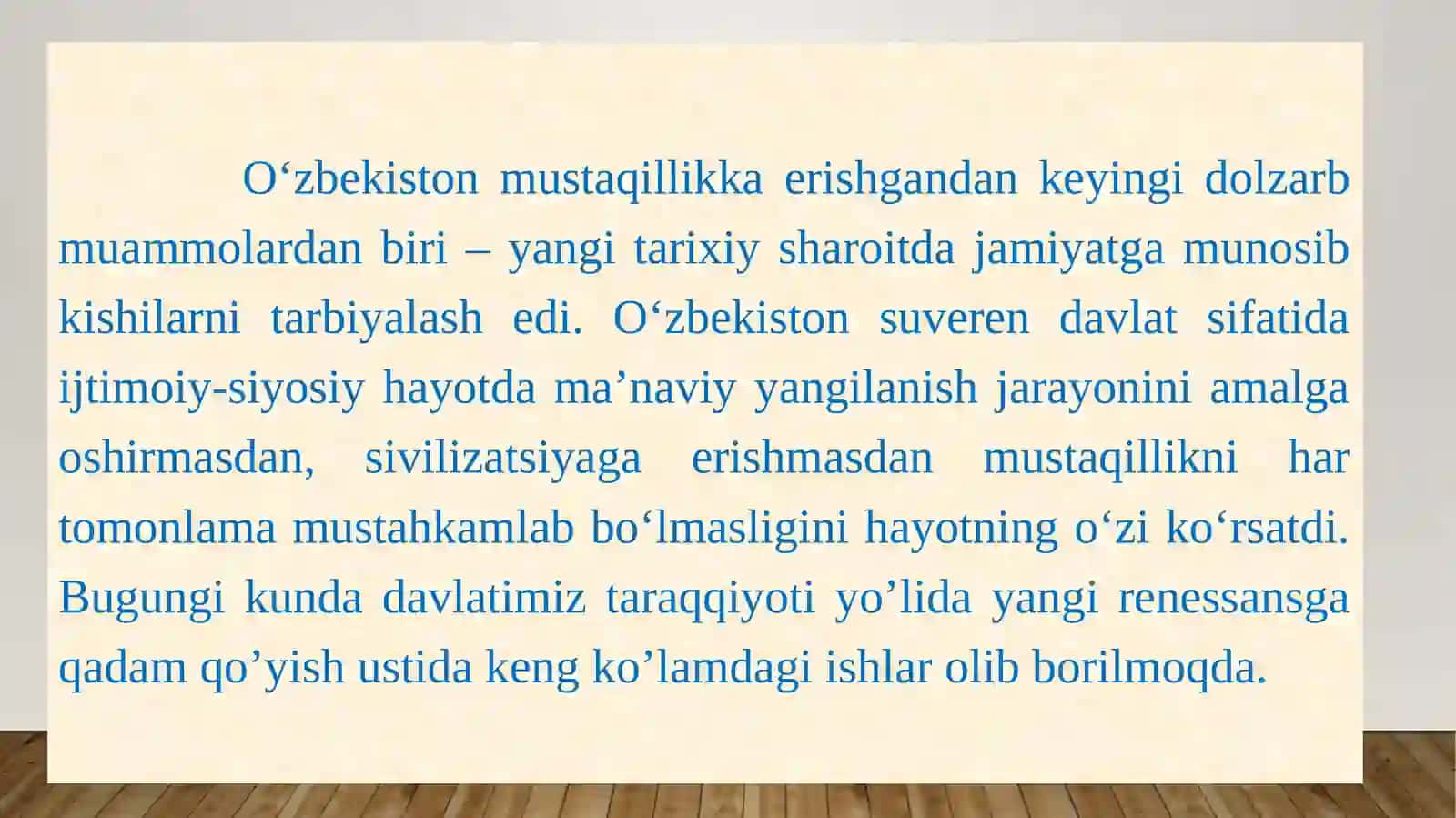 MUSTAQILLIK YILLARIDA O‘ZBEKISTONNING MA’NAVIY VA MADANIY TARAQQIYOTI 3