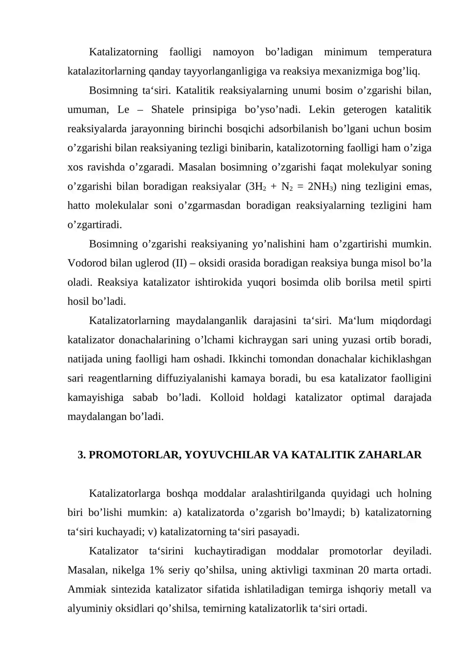 Katalizatorlar. Geterogen kataliz 3