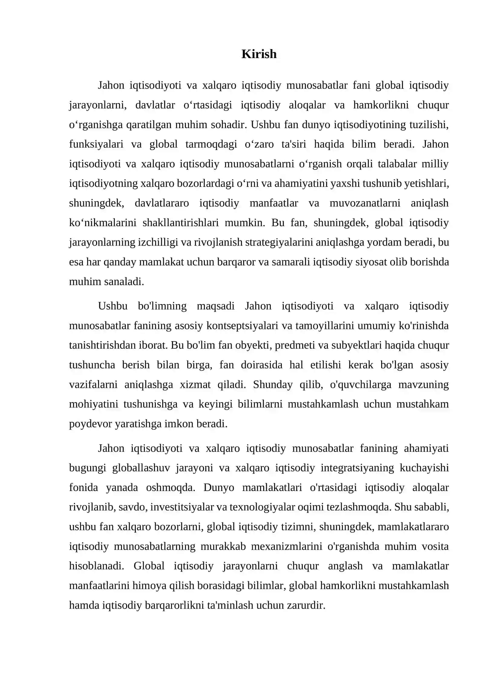 Jahon iqtisodiyoti va xalqaro iqtisodiy munosabatlar fanining predmeti, obyekti, subyektlari va asosiy vazifalari 3