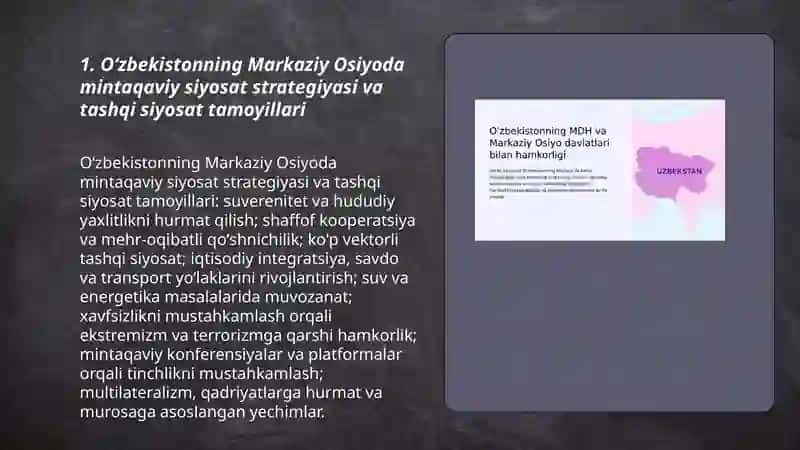 Oʻzbekistonning Markaziy Osiyida tinchlik va barqarorlikni ta'minlashdagi oʻrni 3