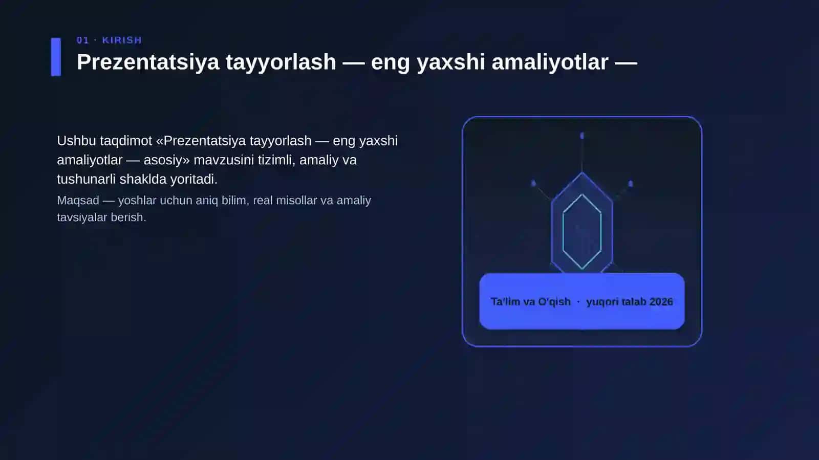 Prezentatsiya tayyorlash — eng yaxshi amaliyotlar — asosiy 3
