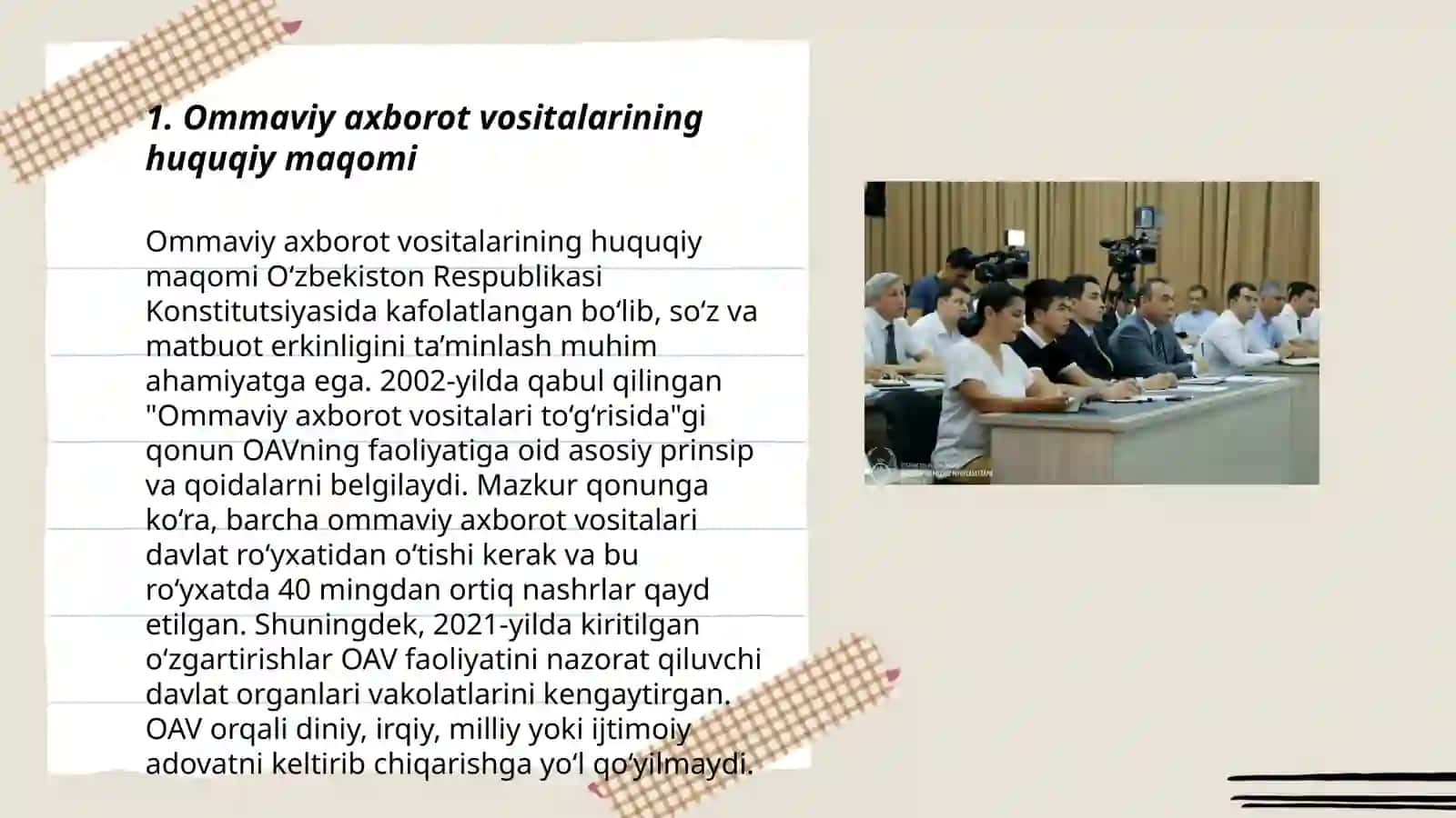 Ommaviy axborot vositalarining huquqiy maqomi 3