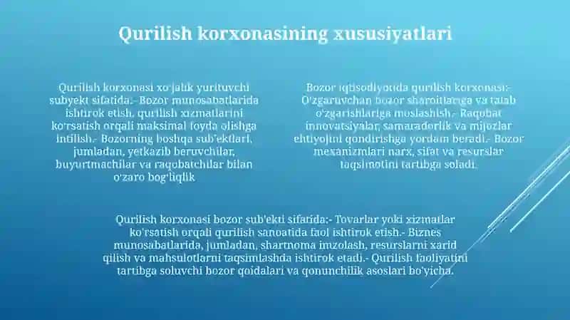 Qurilish Korxonasi Bozor Iqtisodiyotining Subyekti Sifatida 3