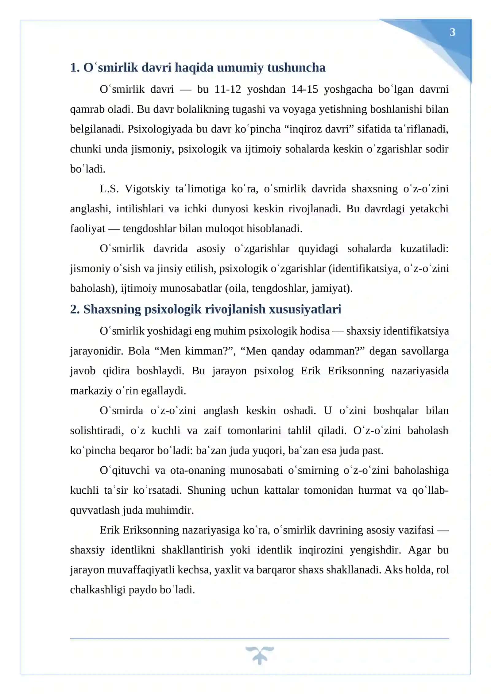 Oʿsmirlik davrida shaxsning rivojlanish xususiyatlari 3