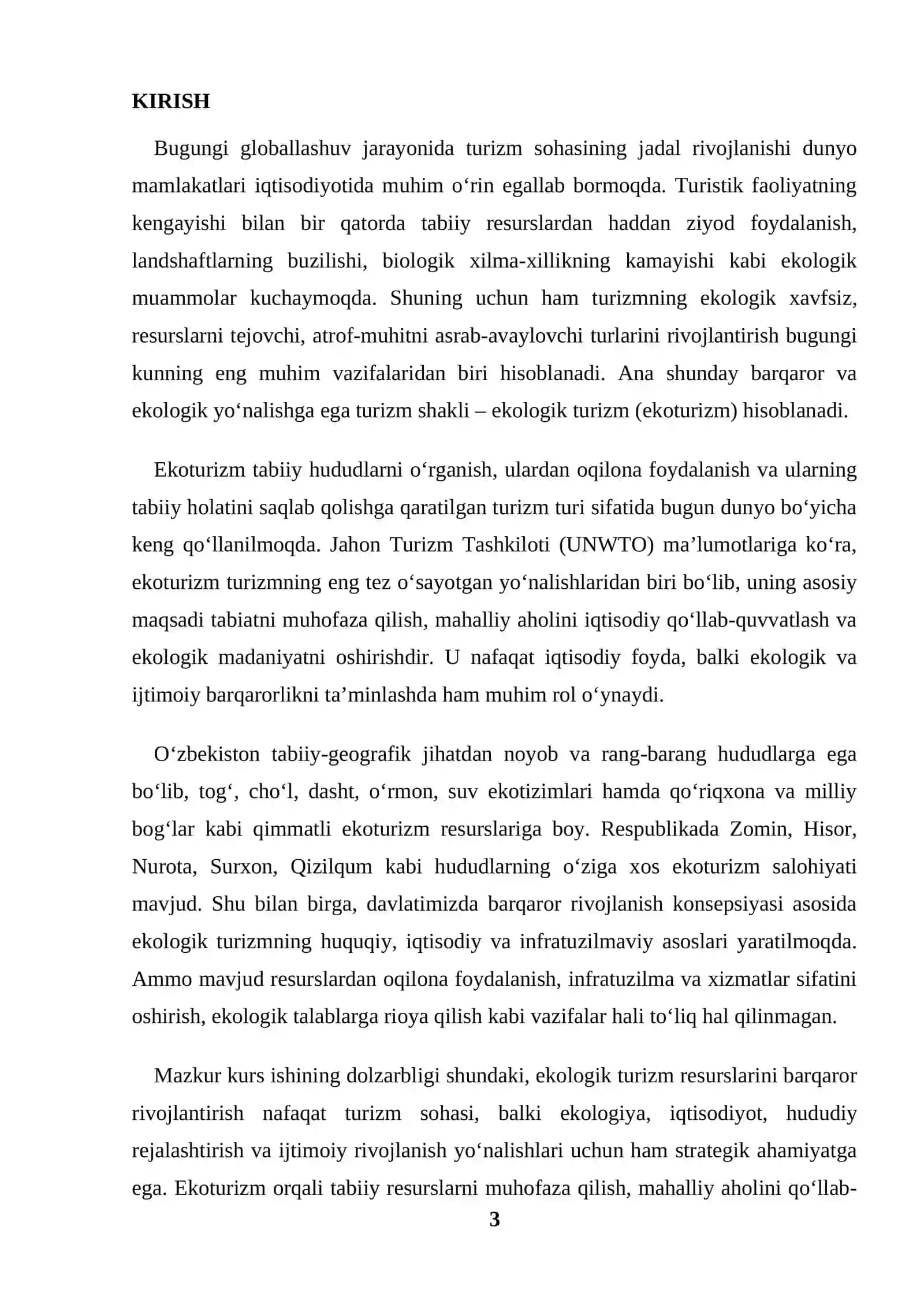 Ekologik turizm resurslari va barqaror rivojlanish 3