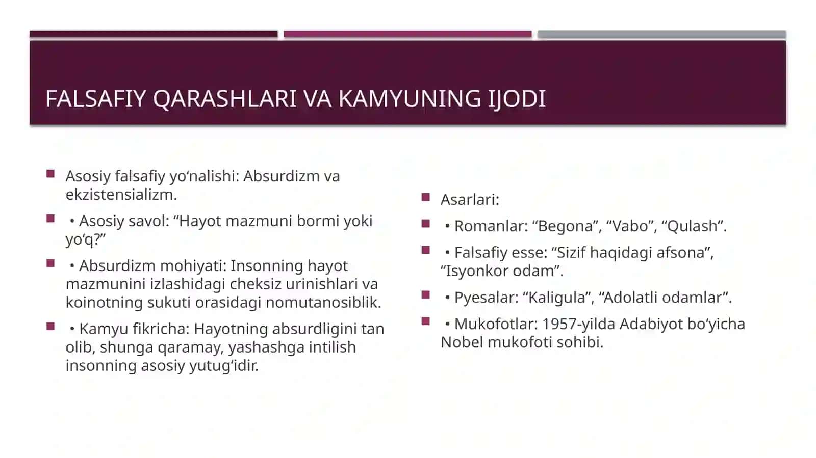 albert kamyu - hayoti, ijodi va begona asari tahlili 3