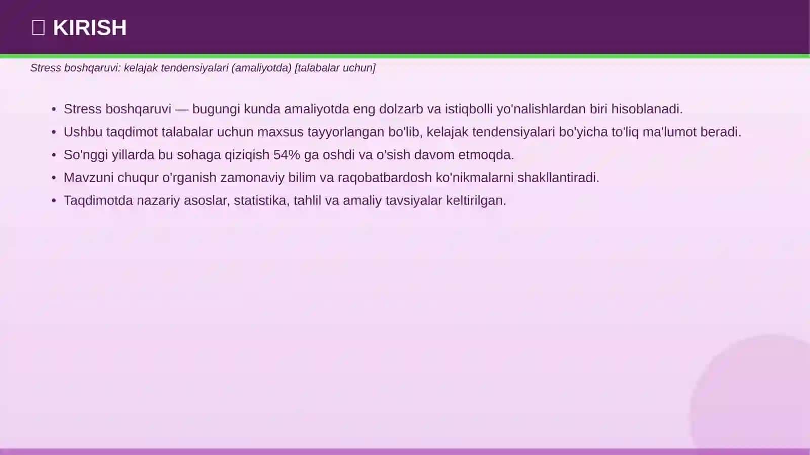 STRESS BOSHQARUVI Kelajak tendensiyalari (amaliyotda) 3