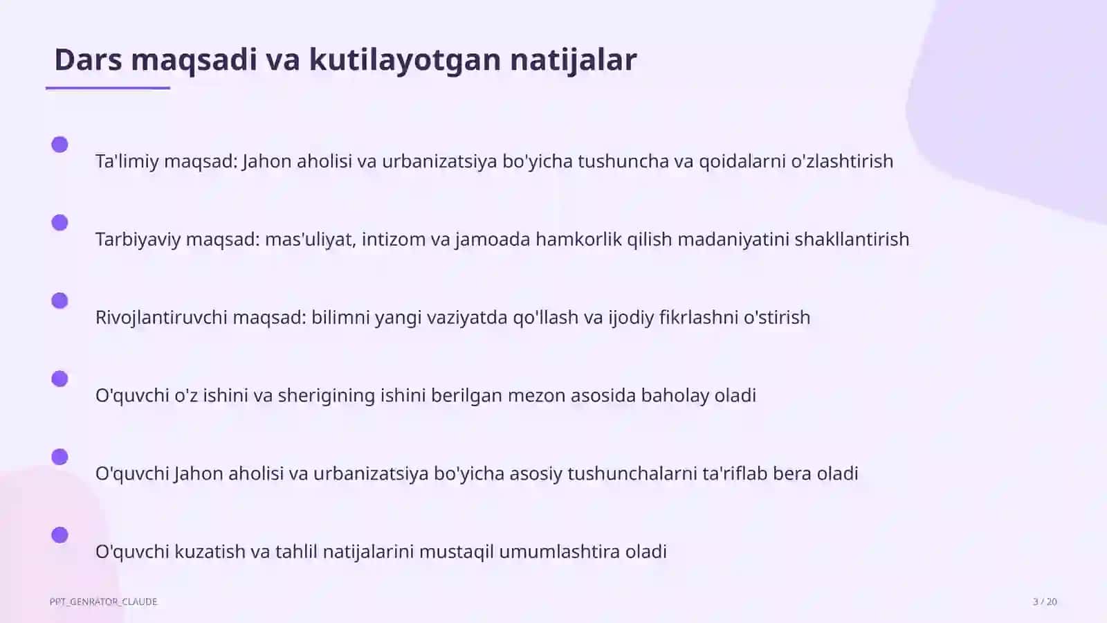 Jahon aholisi va urbanizatsiya (10-sinf) 3