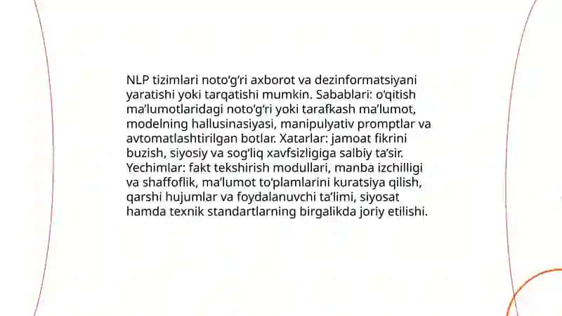 NLPdagi etik masalalar: Til texnologiyalarida noto'g'ri axborot va maxfiylik muammolari 3