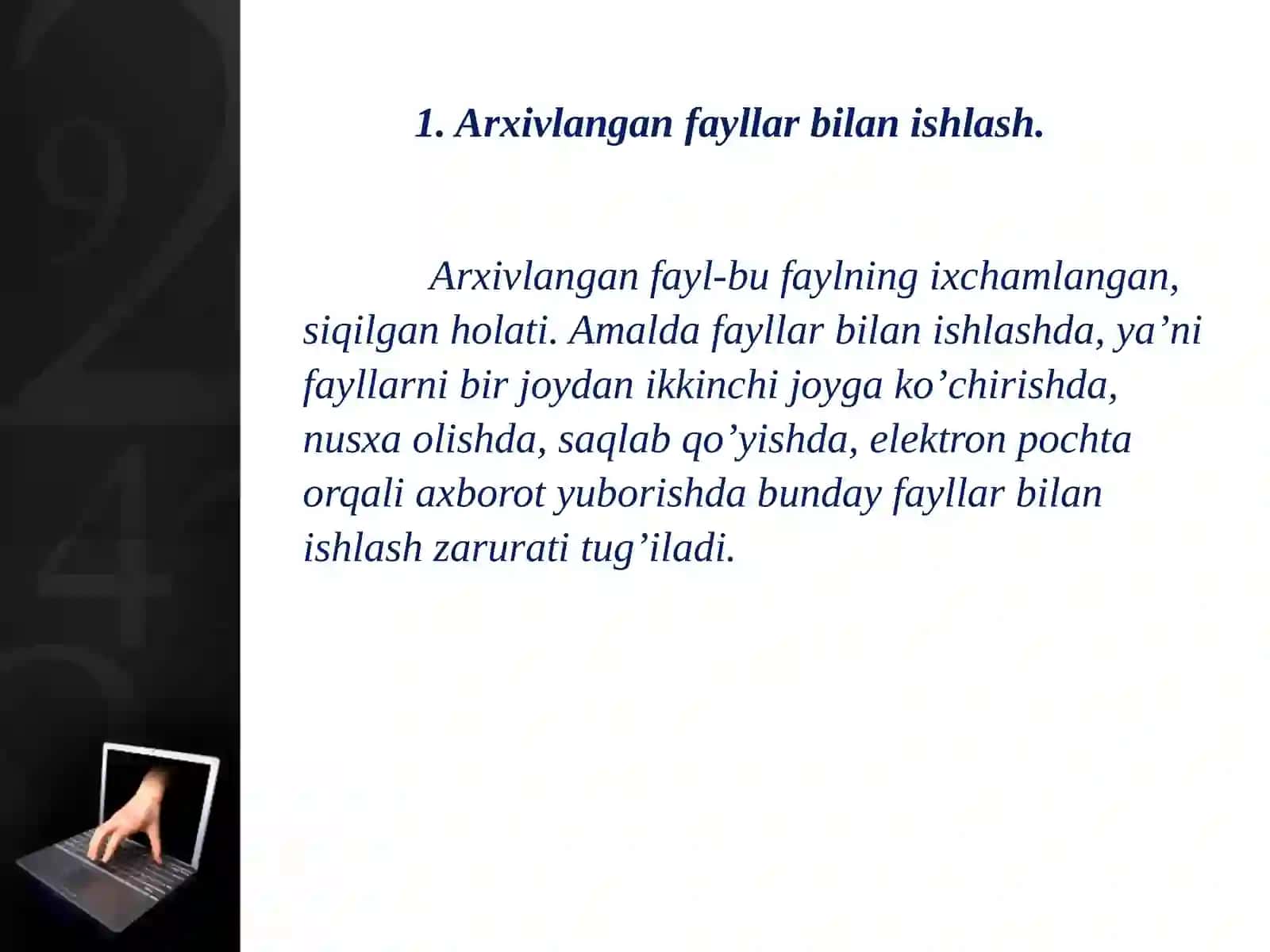Arxivlashtirish dasturlari: fayllarni  arxivlashtirish  haqida  umumiy  ma’lumot 3