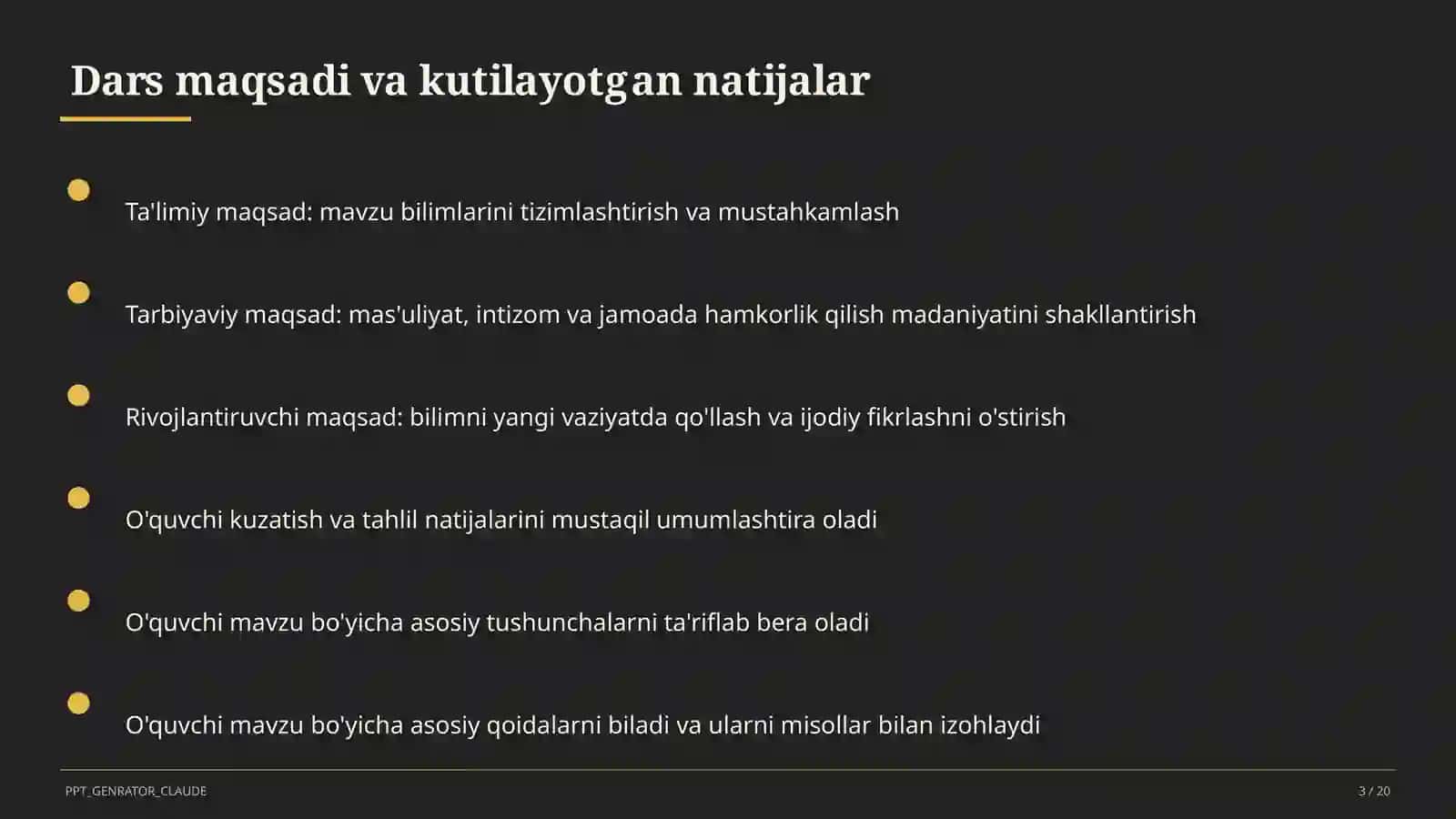 Boshlang'ich sinf: Ona tili va o'qish (1–4) — ochiq dars uchun 3