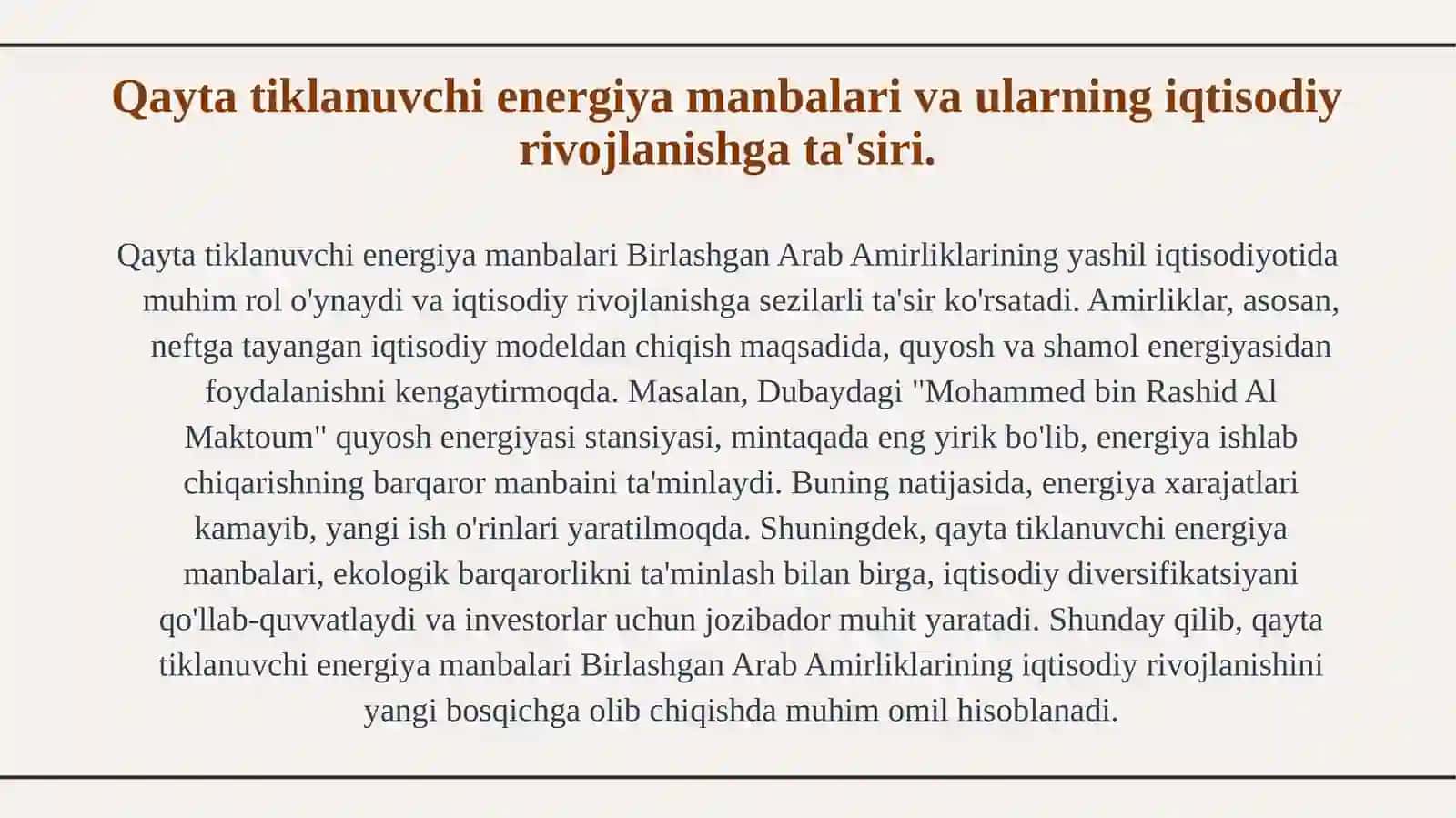 Birlashgan Arab amirliklarining yashil iqtisodiyoti. 3