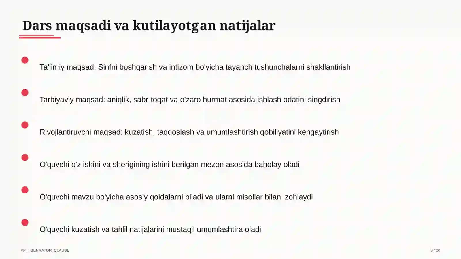 Sinfni boshqarish va intizom 3