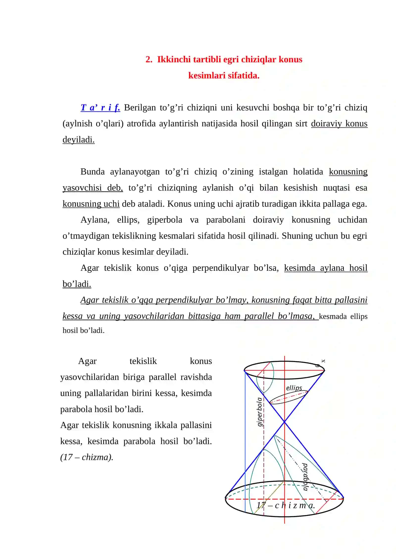 Ikkinchi tartibli egri chiziqlarni proyektiv xususiyatlarga asoslanib chizish 3