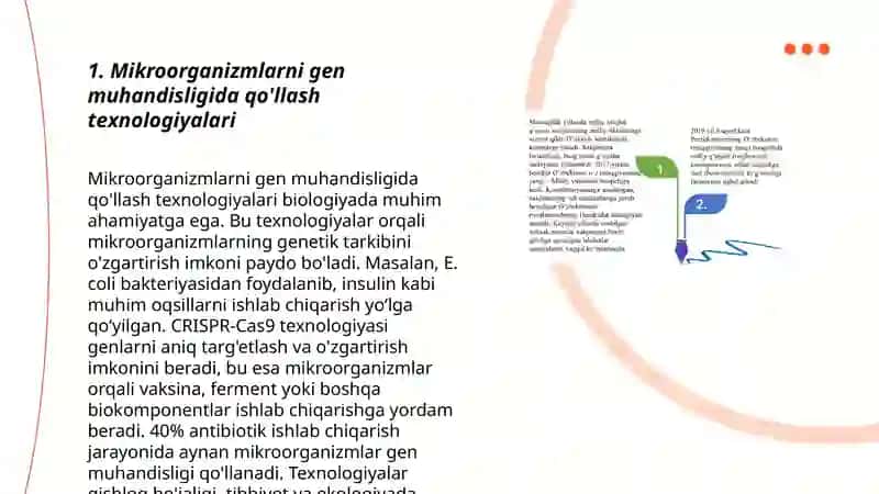 Mikroorganizimlarni gen muhandisligida qo'llanilishi va ushbu yo'nalishda erishilgan yutuqlar 3