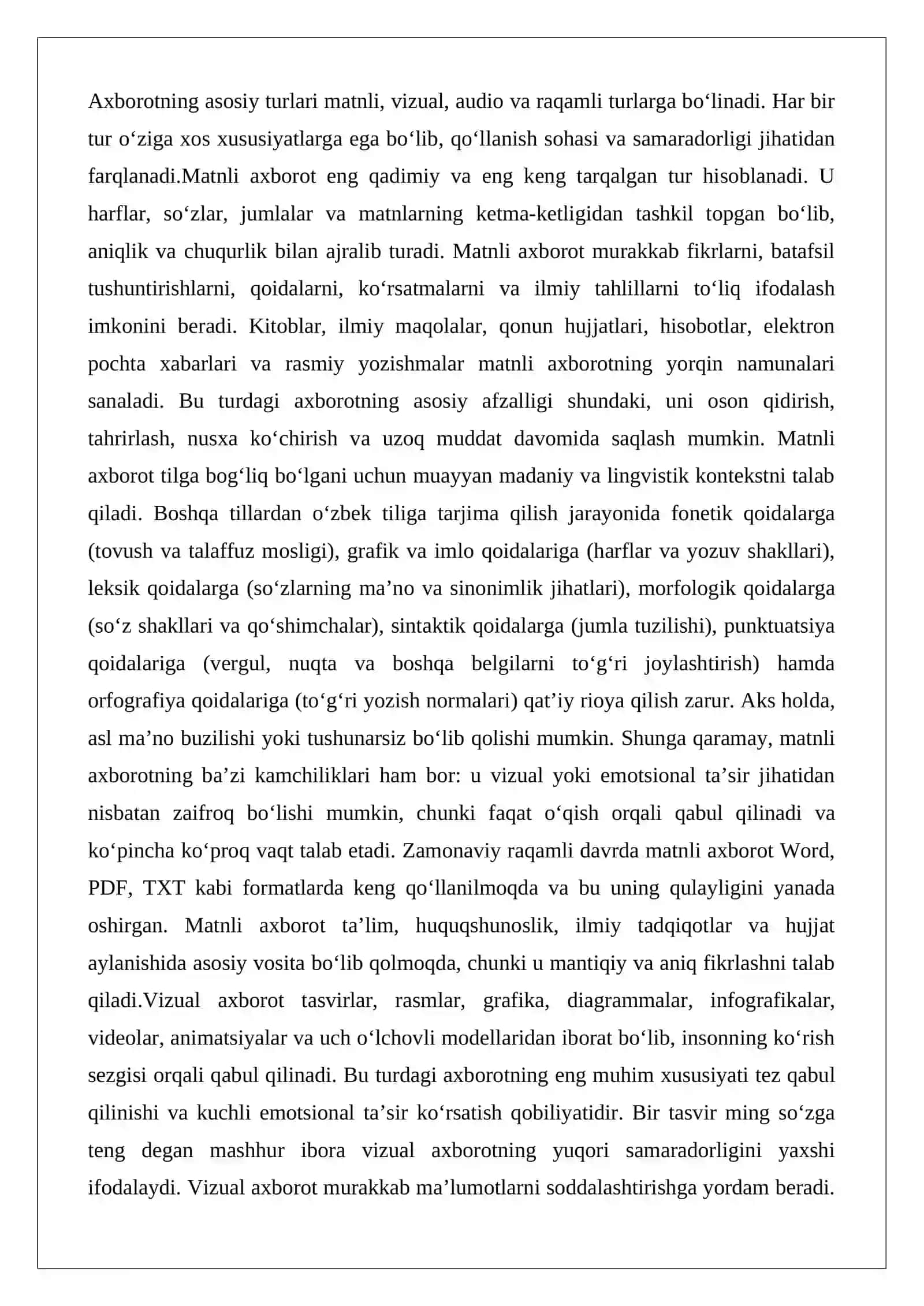 Axborot turlari va ishonchliligi 3