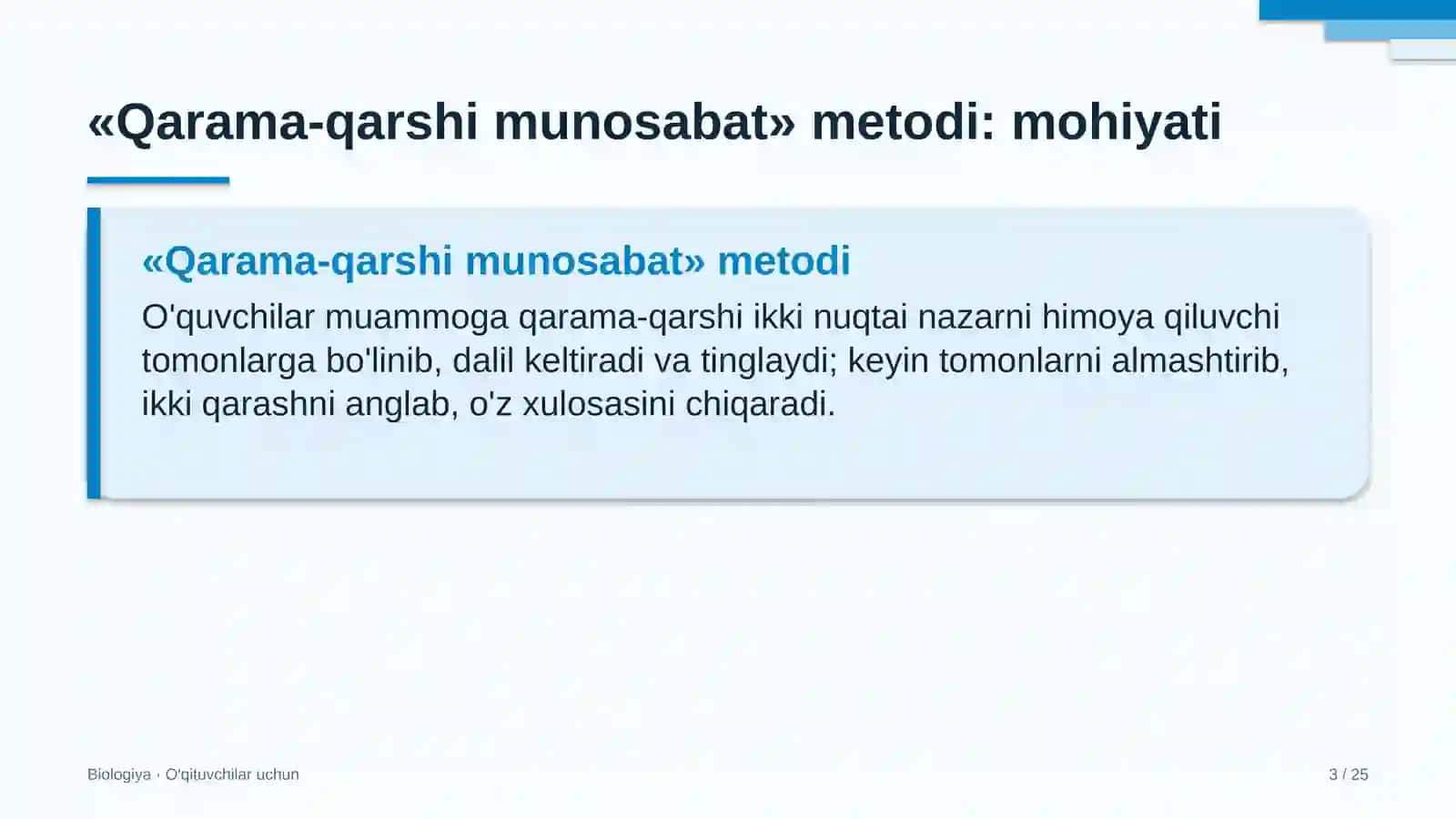 biologiya darslarida qarama qarshi munosabat metodidan foydalanish 7225 3
