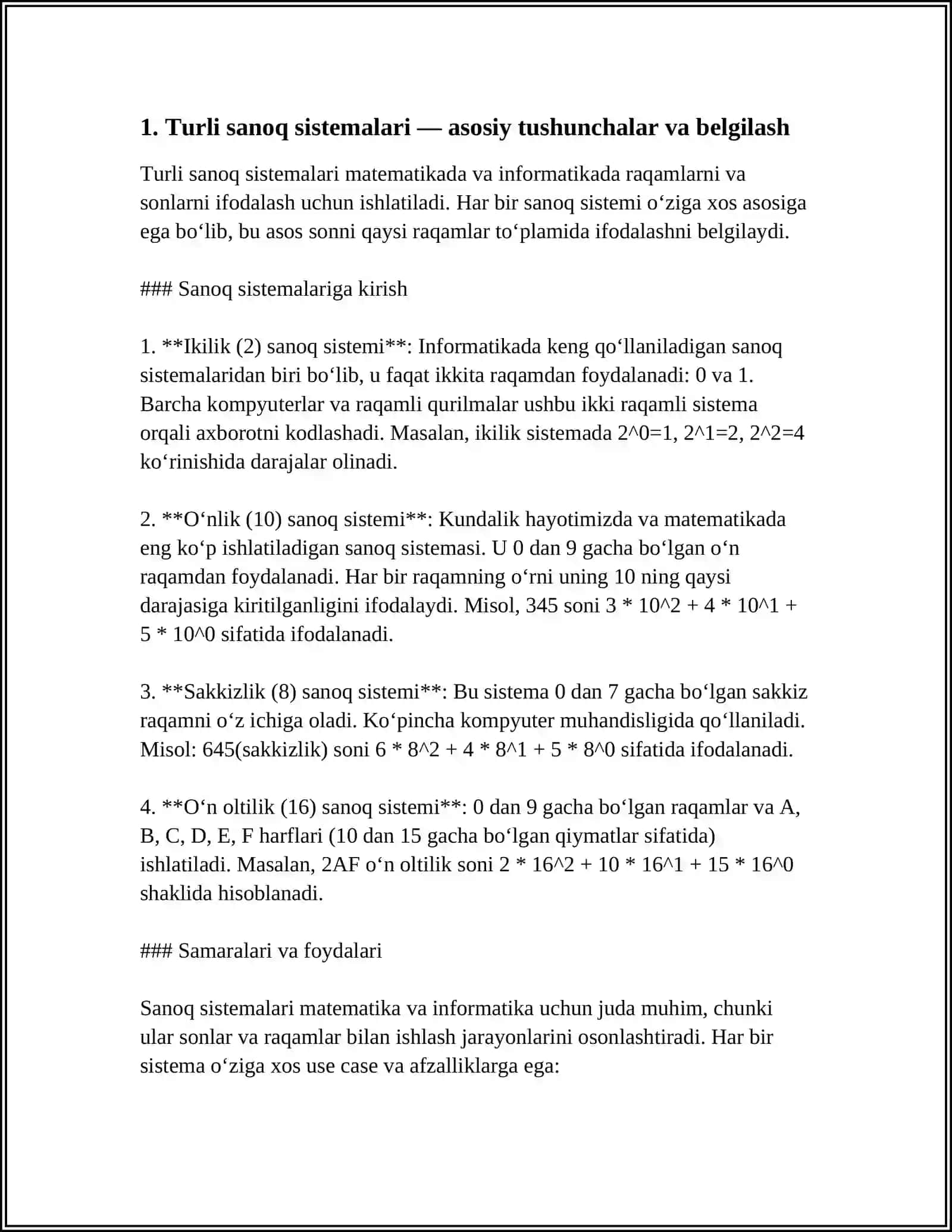 Turli sanoq sistemalari asosiy tushunchalar va belgilash 3