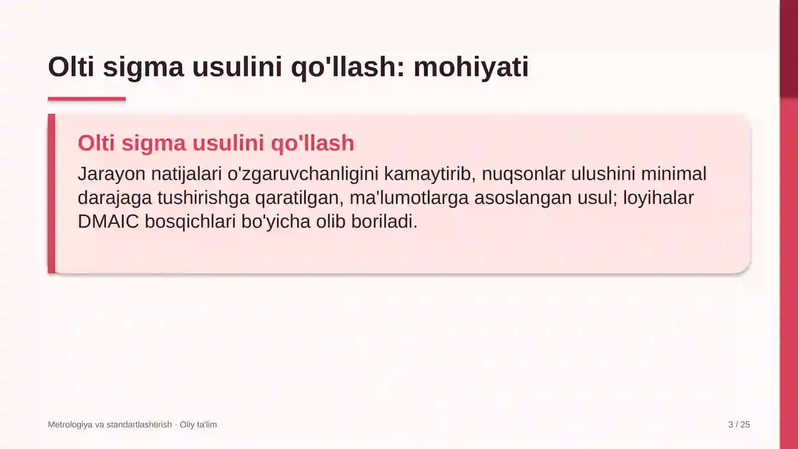 Bulutli xizmatlar provayderlarida olti sigma usulini qo'llash 3