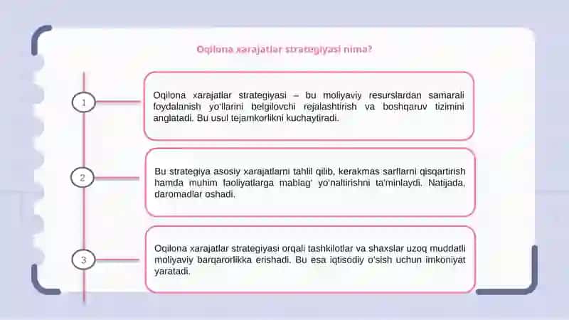 Oqilona xarajatlar strategiyasi haqida mavzu 3