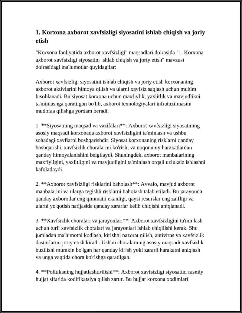 KORXONA FAOLIYATIDA AXBAROT XAVFSIZLIGI 3
