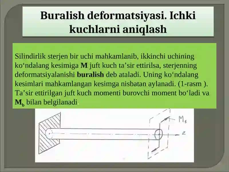 Buralish va deformatsiya 3