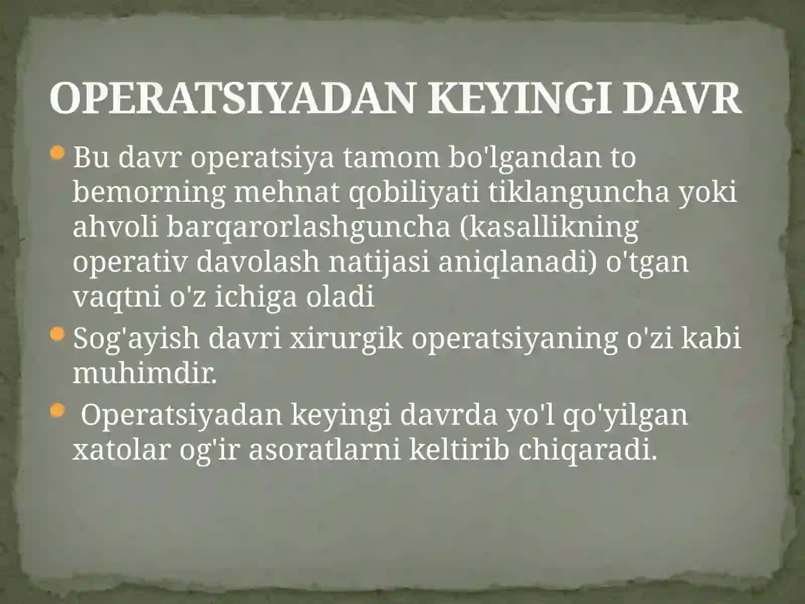 Operatsiyadan So'ngi Davr 3