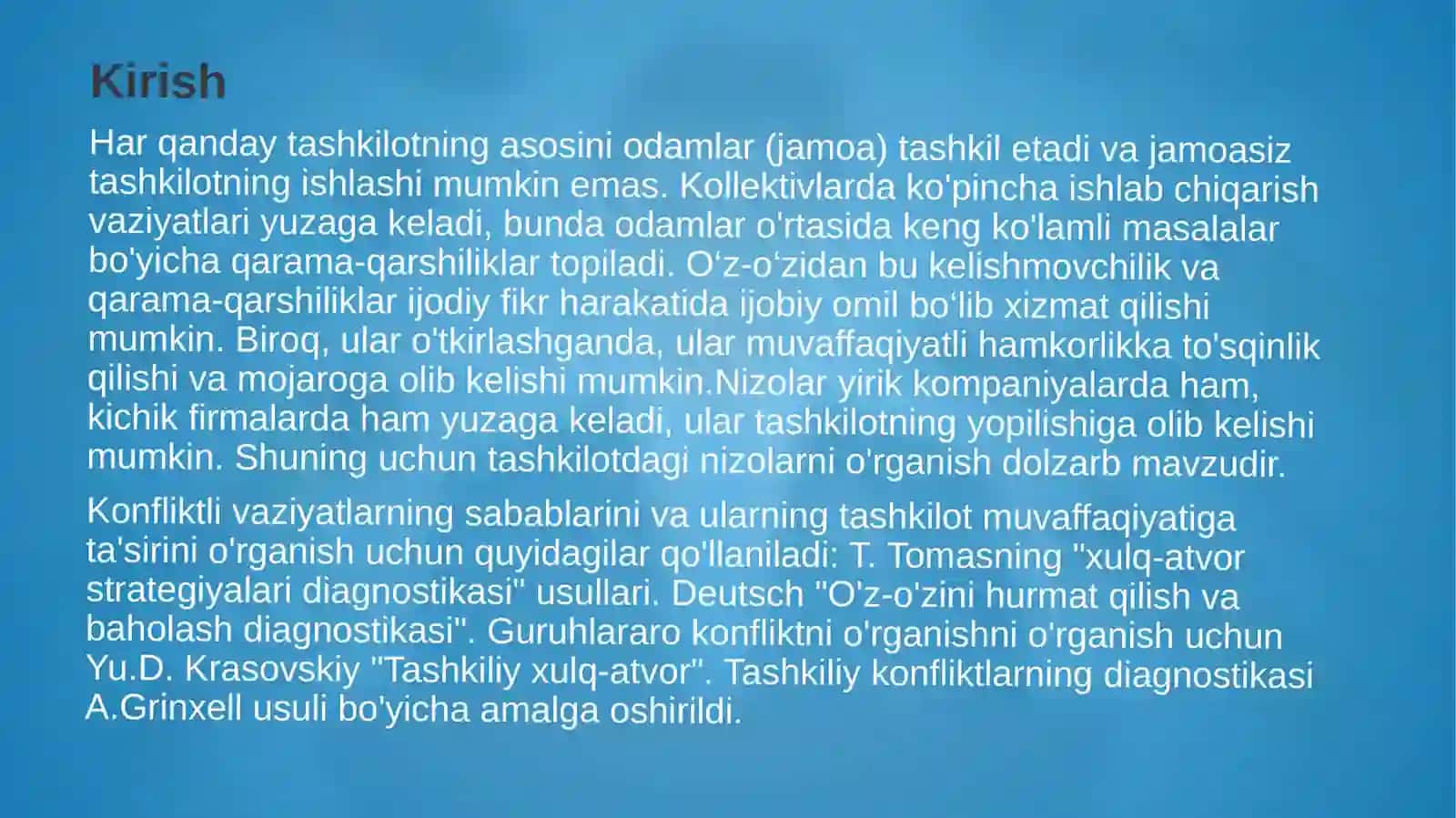 Guruhlararo konfliktlarni tadqiq etish metodlari. 3
