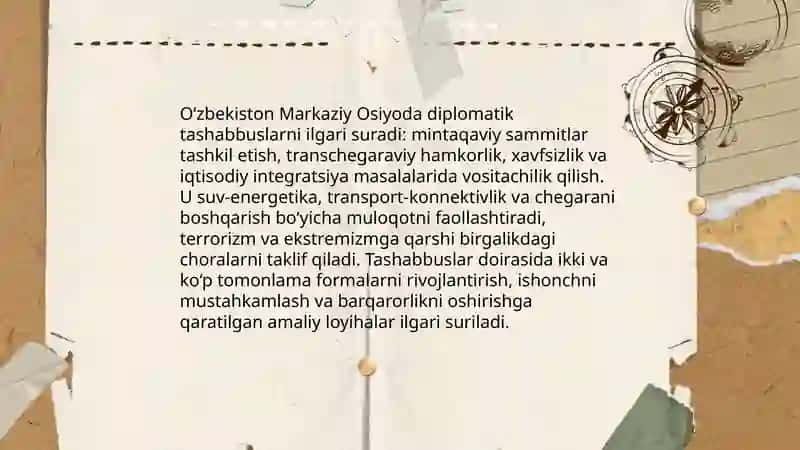 O'zbekistonning Markaziy Osiyoda tinchlik va barqarorlikni taminlashdagi o'rni 3